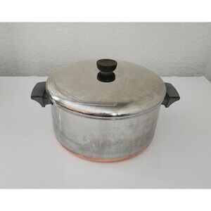 Revere Ware 1801 Copper Bottom 6 Qt Stock Pot with Lid Vintage 87